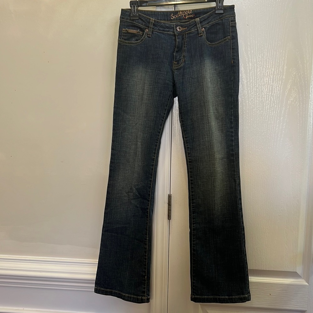 Southpole Dark Wash Blue Denim Flare Bootcut Jeans Size 5 - Picture 4 of 16